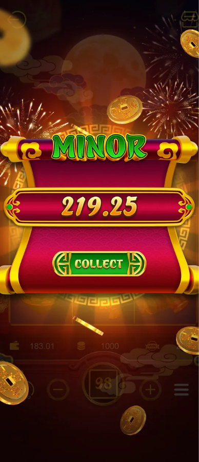 MINOR jackpot of 219.25 with a Collect button